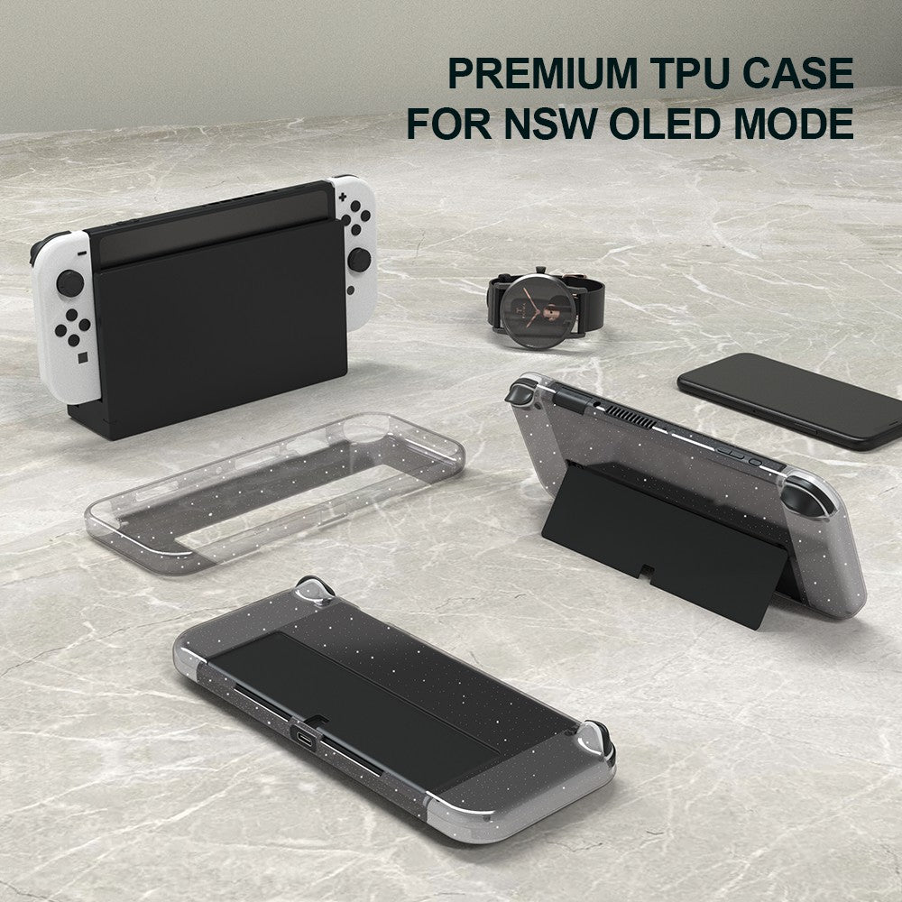 JYS JYS-NS220 Glitter Transparent Anti-skid TPU Protective Case Drop-proof Cover for Nintendo Switch OLED JYS JYS-NS220 Glitter Transparent Anti-skid TPU Protective Case Drop-proof Cover for Nintendo Switch OLED